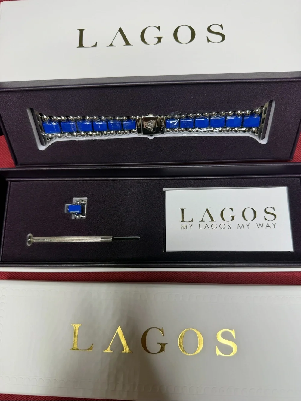 LAGOS Sterling Silver & Blue Ceramic Apple Watch Band